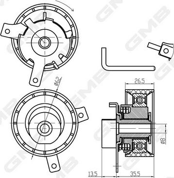 GMB GTB0860 - Tensioner Pulley, timing belt car-mod.net