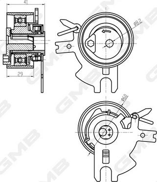 GMB GTB0340 - Tensioner Pulley, timing belt car-mod.net