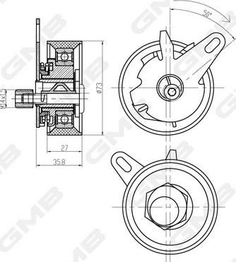 GMB GTB0700 - Tensioner Pulley, timing belt car-mod.net