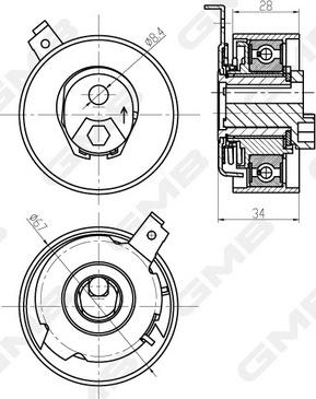 GMB GTB1350 - Tensioner Pulley, timing belt car-mod.net