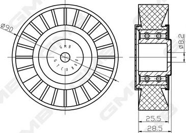 GMB GTC0800 - Deflection / Guide Pulley, timing belt car-mod.net