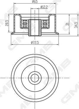 GMB GTC1290 - Deflection / Guide Pulley, timing belt car-mod.net