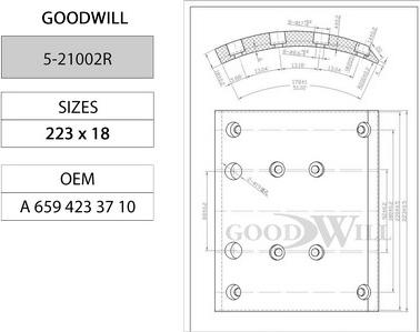 GoodWill 5-21002 R - Drum Brake Shoe Set car-mod.net