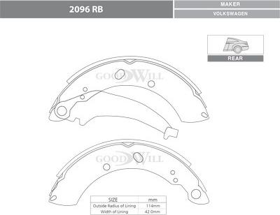 GoodWill 2096 RB - Drum Brake Shoe Set car-mod.net