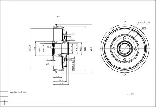 Hart 242 259 - Brake Drum car-mod.net