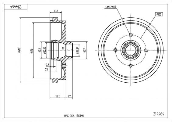 Hart 214 464 - Brake Drum car-mod.net