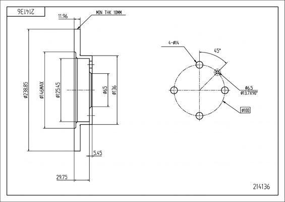 Hart 214 136 - Brake Disc car-mod.net