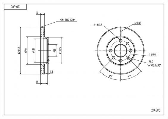 Hart 214 305 - Brake Disc car-mod.net