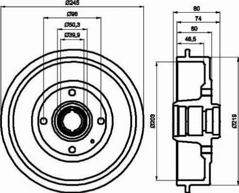 HELLA 8DT 355 301-411 - Brake Drum car-mod.net