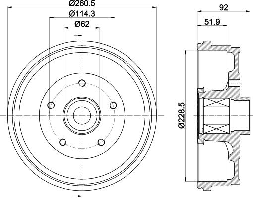 HELLA 8DT 355 303-401 - Brake Drum car-mod.net