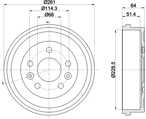HELLA 8DT 355 303-151 - Brake Drum car-mod.net