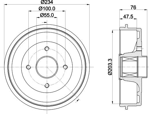 HELLA 8DT 355 303-321 - Brake Drum car-mod.net