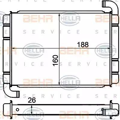HELLA 8FH 351 000-571 - Heat Exchanger, interior heating car-mod.net