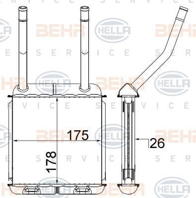 HELLA 8FH 351 313-034 - Heat Exchanger, interior heating car-mod.net
