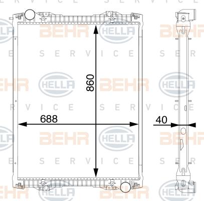 HELLA 8MK 376 756-174 - Radiator, engine cooling car-mod.net