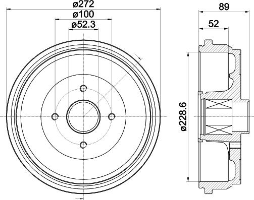 HELLA PAGID 8DT 355 303-111 - Brake Drum car-mod.net