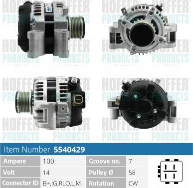 Hoffer H5540429 - Alternator car-mod.net