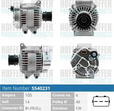 Hoffer H5540231 - Alternator car-mod.net