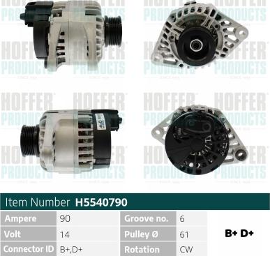 Hoffer H5540790 - Alternator car-mod.net