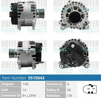 Hoffer H5515043 - Alternator car-mod.net
