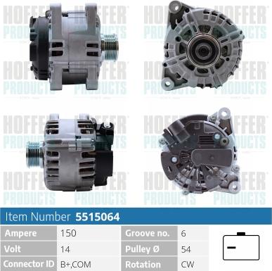 Hoffer H5515064 - Alternator car-mod.net