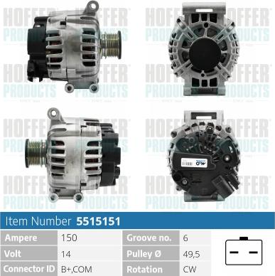 Hoffer H5515151 - Alternator car-mod.net
