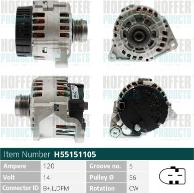 Hoffer H55151105 - Alternator car-mod.net