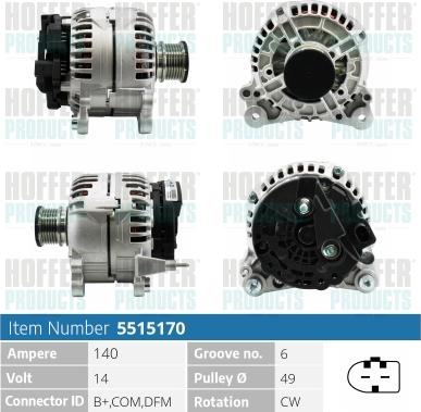 Hoffer H5515170 - Alternator car-mod.net
