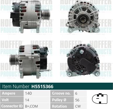 Hoffer H5515366 - Alternator car-mod.net