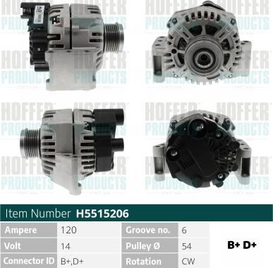 Hoffer H5515206 - Alternator car-mod.net