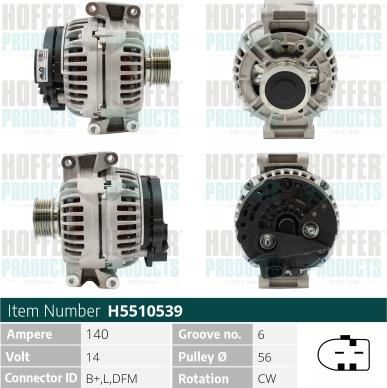 Hoffer H5510539 - Alternator car-mod.net