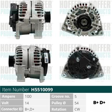 Hoffer H5510099G - Alternator car-mod.net