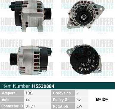 Hoffer H5530884 - Alternator car-mod.net