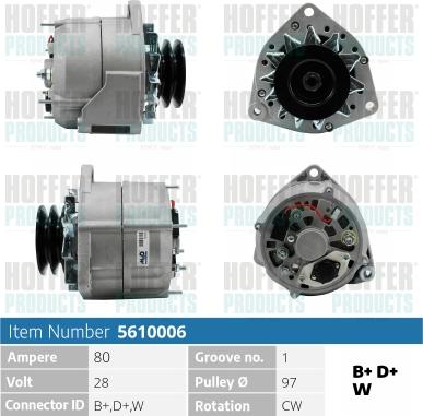 Hoffer H5610006 - Alternator car-mod.net