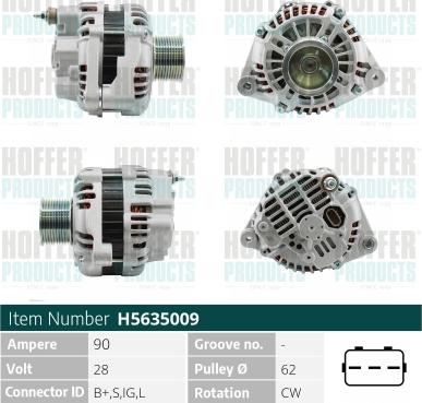 Hoffer H5635009 - Alternator car-mod.net