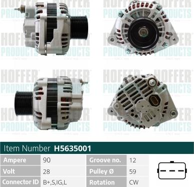 Hoffer H5635001 - Alternator car-mod.net