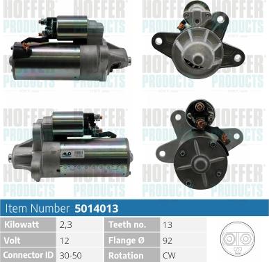 Hoffer H5014013 - Starter car-mod.net