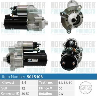 Hoffer H5015105 - Starter car-mod.net
