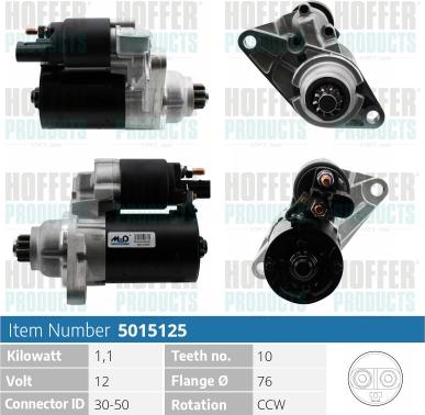 Hoffer H5015125 - Starter car-mod.net