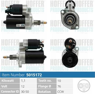 Hoffer H5015172 - Starter car-mod.net