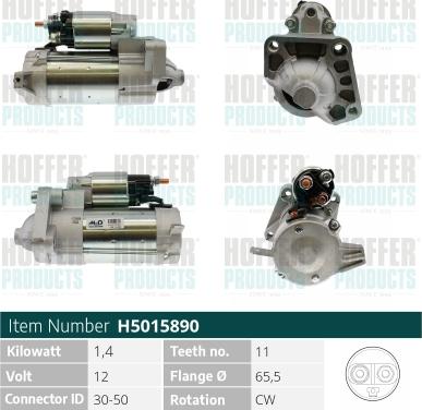 Hoffer H5015890 - Starter car-mod.net