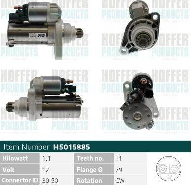 Hoffer H5015885 - Starter car-mod.net