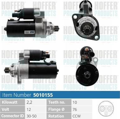 Hoffer H5010155 - Starter car-mod.net