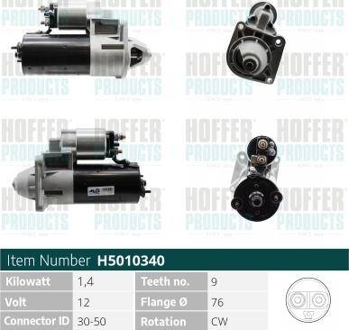 Hoffer H5010340 - Starter car-mod.net