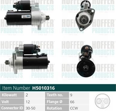 Hoffer H5010316 - Starter car-mod.net