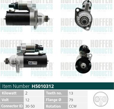 Hoffer H5010312 - Starter car-mod.net