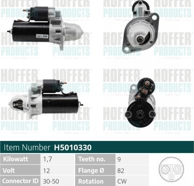 Hoffer H5010330 - Starter car-mod.net