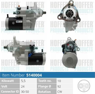 Hoffer H5140004 - Starter car-mod.net