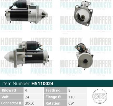 Hoffer H5110024 - Starter car-mod.net