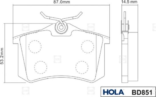 Hola BD851 - Brake Pad Set, disc brake car-mod.net